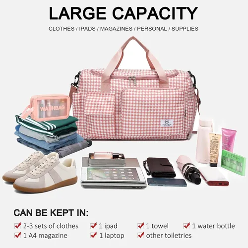 Miniatura 30 de Pequeña bolsa de gimnasio para mujer, bolsa de viaje con compartimento para zapatos
