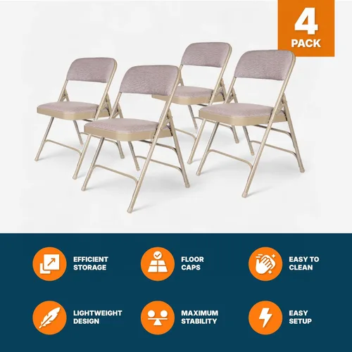 Miniatura 7 de OEF Furnishings Serie OEF2300 - Sillas plegables de doble bisagra con triple apoyo, tapizado de tela de alta calidad y servicio pesado