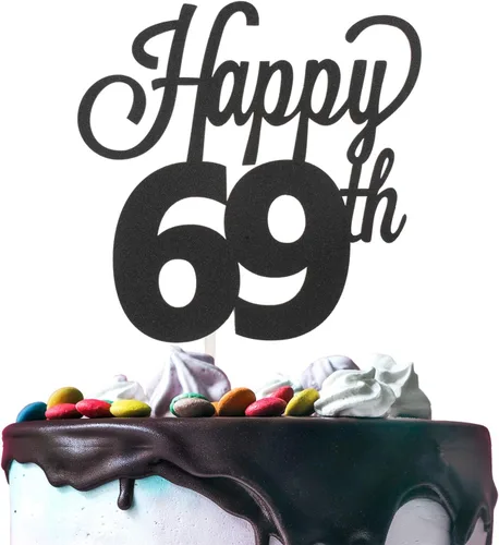 Miniatura 95 de LINGTEER - Decoración para pastel con texto "Happy Birthday 100", color negro