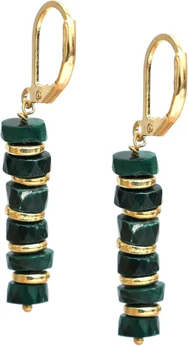 Miniatura 16 de Pendientes colgantes de cuentas naturales ligeros hechos a mano con cristales de joyería hipoalergénica sin manchas chapados en oro, joyería