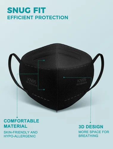 Miniatura 4 de TOPMAX Mascarillas KN95, paquete de 50 unidades, 5 capas, transpirables, eficiencia de filtro ≥95%, protección contra el polvo, mascarillas Adulto