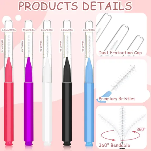 Miniatura 7 de 50 cepillos de cejas para cejas, cepillo multifuncional para peine de pestañas con tapa, herramienta portátil para cejas, brochas de cejas