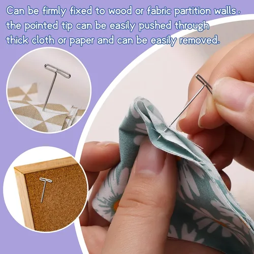 Miniatura 5 de 120 pines en T de 2 pulgadas, alfileres para peluca para cabeza de espuma con caja transparente de plástico, pasadores en T de costura para bloquear