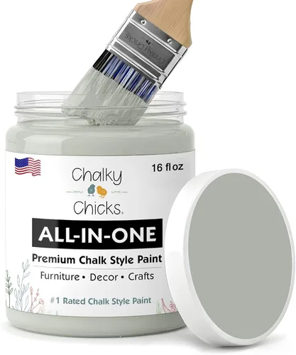 Miniatura 155 de Chalky Chicks - Pintura mate a la tiza, no requiere lijado, 4 onzas líquidas, color gris oscuro (Gun Metal Gray), para muebles, pintura sin Gris
