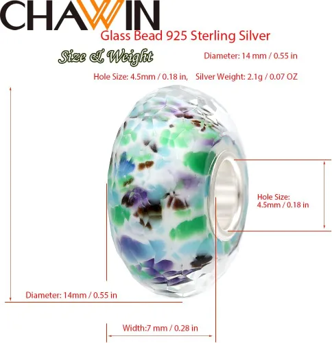Miniatura 3 de Abalorios de cristal de Murano auténticos dijes de plata de ley 925 con núcleo de flor roja, corazón rosa, cuentas de vidrio blancas y amarillas