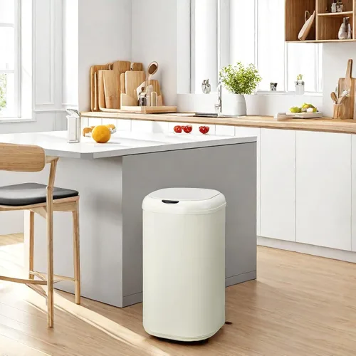 Miniatura 7 de Takywep Basurero automático de acero inoxidable de 8 galones con tapa, sensor de movimiento sin contacto de 30 litros, cubo de basura cilíndrico
