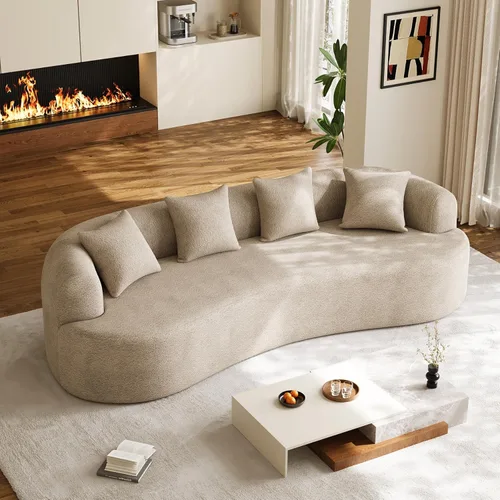 Miniatura 12 de Sofá modular de gran tamaño de 131 pulgadas para sala de estar, moderno sofá de lujo de felpilla de 4 plazas extra profundo y ancho, con 4 cojines
