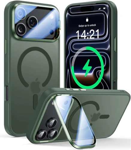 Miniatura 71 de VOFATA - Funda magnética para iPhone 17 Pro Max, cubierta para cámara con soporte, protección completa para la cámara, compatible con MagSafe