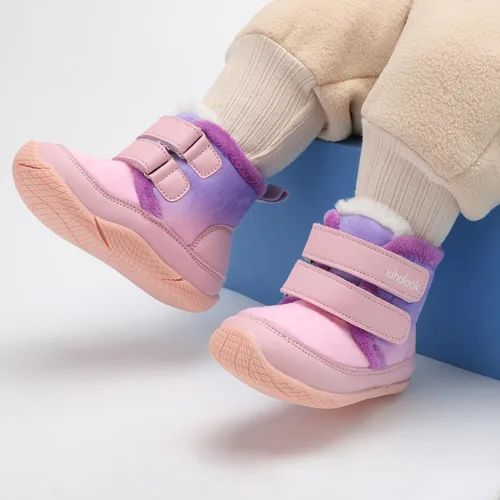 Miniatura 6 de XIHALOOK Botas de invierno para niños y niñas, para clima frío, zapatos cálidos de piel sintética con dos ganchos y bucle