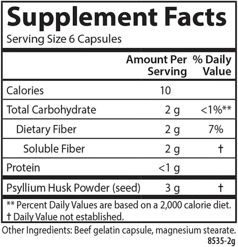 Miniatura 4 de Carlson - Hi-Fiber, 0.11 oz, Cápsulas de cáscara de psyllium, regularidad, salud del colon y función cardíaca, 300 cápsulas
