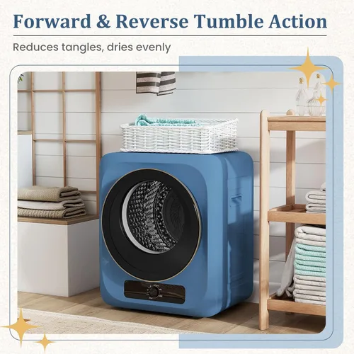 Miniatura 8 de Auertech Secadora de ropa portátil de 1.5 pies cúbicos, secadora eléctrica de carga frontal de 850 W con tambor de acero inoxidable, perilla