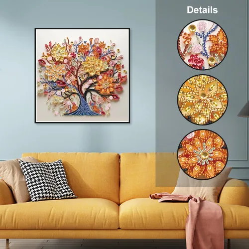 Miniatura 3 de SJUTOUCI Kits de pintura de diamantes para adultos, árbol de la vida 5D con forma especial de diamantes de imitación para principiantes, diamantes