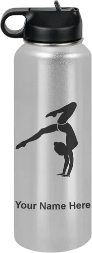 Miniatura 14 de LaserGram Botella de agua personalizada, soporte de mano de gimnasta, acero inoxidable de doble pared aislada al vacío con popote superior, regalo
