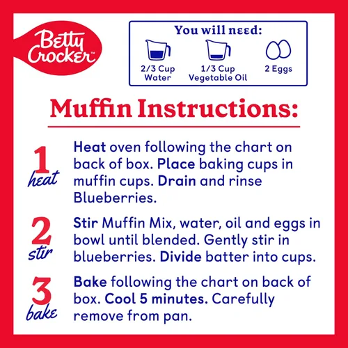 Miniatura 8 de Betty Crocker - Wild Blueberry Muffin and Quick Bread Mix (muffin de arándanos silvestres y mezcla rápida de pan), 16.9 onzas