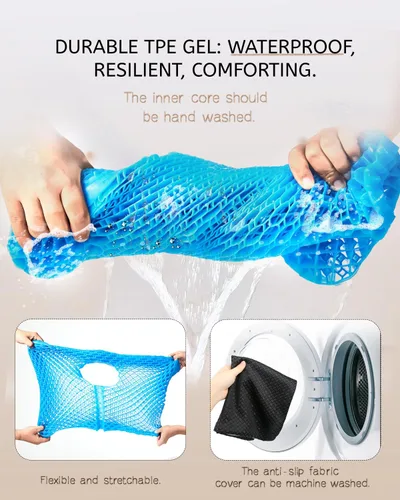 Miniatura 6 de Cojín de gel para asiento de larga duración, cojín de gel para aliviar la presión, suave y transpirable, cojín de silla para silla de oficina, Azul