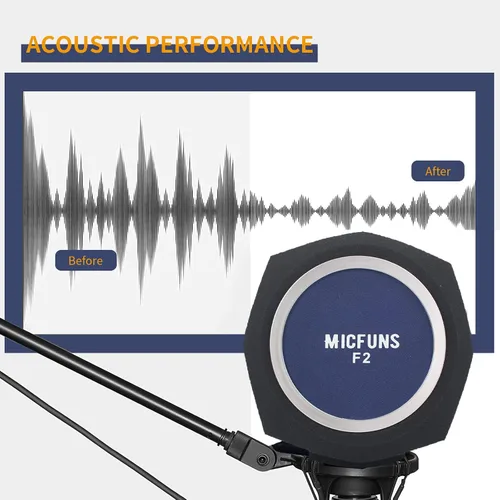 Miniatura 3 de Micrófono de estudio, parabrisas F3, filtro de viento para cabina de aislamiento vocal de 1.77 a 2.36 pulgadas, equipo de estudio portátil, cubierta
