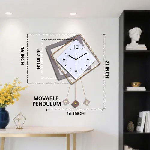 Miniatura 4 de Reloj de pared con péndulo, cuarzo de calidad silenciosa operado por batería, modernos relojes de pared grandes para sala de estar, cocina, hogar