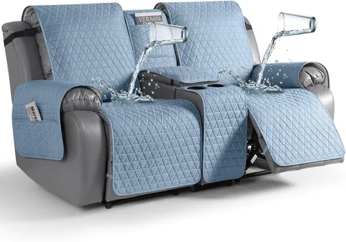 Miniatura 20 de TAOCOCO - Funda reclinable para sofá de 2 plazas con consola 100% impermeable, funda reclinable lavable antideslizante para 2 asientos, protector