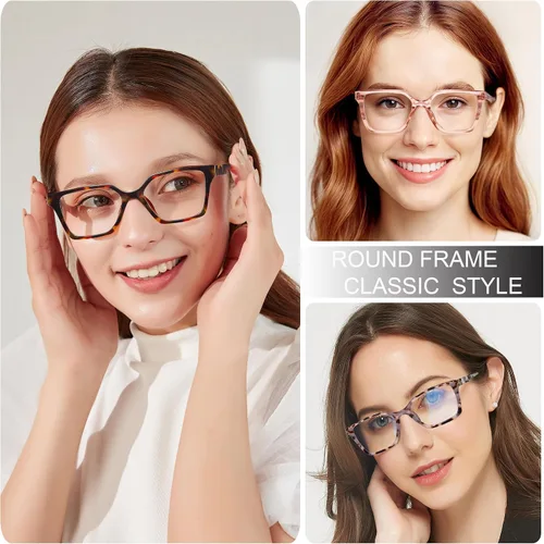 Miniatura 7 de EYEURL Paquete de 4 lentes de lectura de gran tamaño para mujeres y hombres, bloqueo de luz azul, lectores cuadrados para computadora con bisagra