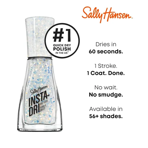 Miniatura 4 de Sally Hansen Insta-Dri Esmalte de uñas Secado rápido, larga duración, brillo sin rayas Transparente, Brillo 104 centelleo, centelleo
