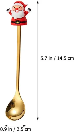 Miniatura 2 de Upkoch Juego de cucharas de Navidad, cucharas de café de Navidad, cucharadita de café de postre de acero inoxidable, vajilla de fiesta