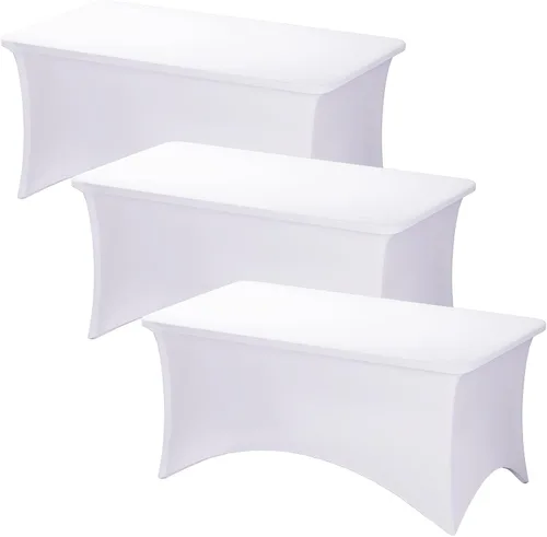 Miniatura 28 de Fixwal Paquete de 3 Manteles Negros para Mesas Rectangulares de 6 Pies, Manteles Rectangulares Elásticos de Spandex Ajustables de 6 Pies