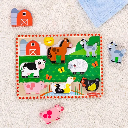 Miniatura 10 de Rompecabezas de madera de piezas grandes Melissa & Doug, granja (8 unidades) - Certificado FSC