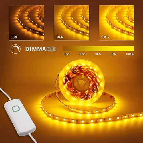 Miniatura 3 de Paquete completo de los kits completos de la luz de tira llevada amarilla de Dimmable con los equipos completos de los conectores