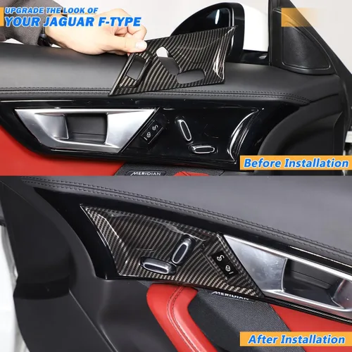 Miniatura 2 de 2 piezas de panel de ajuste eléctrico de asiento para Jaguar F-Type 2013-2024 botón de ajuste de asiento de coche interruptor marco accesorios Fibra