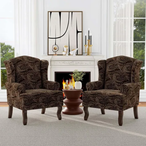 Miniatura 26 de Silla decorativa, sillón tapizado con respaldo alto con esponja de alta resistencia y patas de madera, sillas individuales modernas y cómodas de Un