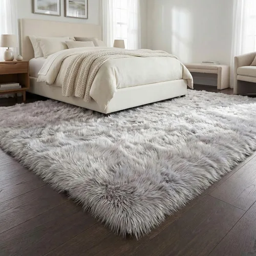 Miniatura 21 de Super Area Rugs - Alfombra de piel de oveja suave y esponjosa Gris oscuro