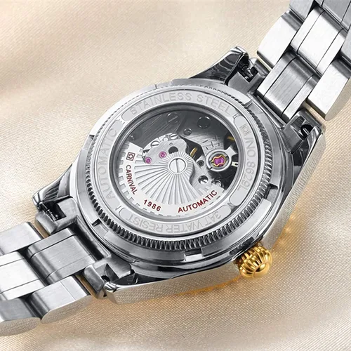 Miniatura 6 de BESTKANG Relojes de lujo automáticos para mujer, calendario impermeable de 164.0ft, reloj mecánico de acero inoxidable