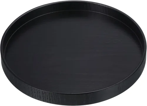 PATIKIL Bandeja de madera para servir de 8 pulgadas, bandeja decorativa redonda para decoración del hogar, cocina, mesa, portavelas, color negro