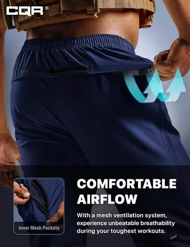 Miniatura 4 de CQR Pantalones de senderismo ligeros para hombre, pantalones deportivos reflectantes al aire libre, pantalones deportivos de entrenamiento