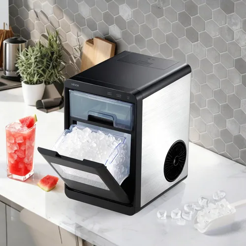Miniatura 8 de VEVOR Máquina de hielo para encimera, 44 libras por día, máquina portátil autolimpiante con cuchara, máquina de hielo de pepita con hielo masticable