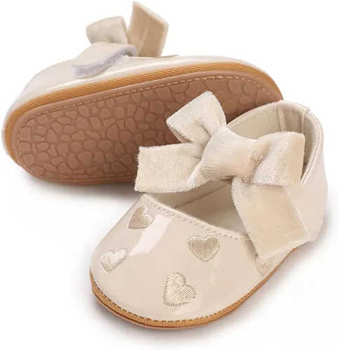 COSANKIM Zapatos Mary Jane para bebé y niña, suela suave, con lazo, princesa, boda, antideslizantes, para bebé, para primera caminata, zapatos de