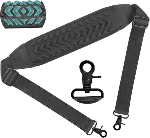 Miniatura 15 de Correa de hombro universal de 67 pulgadas, correa acolchada de malla gruesa con hebillas dobles ajustables y ganchos de metal, ideal para maletines