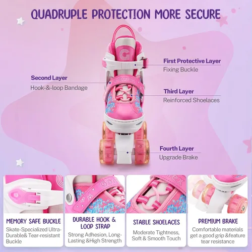 Miniatura 2 de Gonex Patines de ruedas para niñas, niños y mujeres con todas las ruedas iluminadas, patines ajustables para principiantes, niños pequeños y rosa