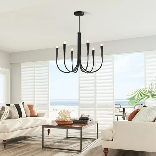 Miniatura 9 de Lámpara colgante moderna de 6 luces para comedor, cocina, sala de estar, lámpara industrial rústica negra MPL26-6 BK