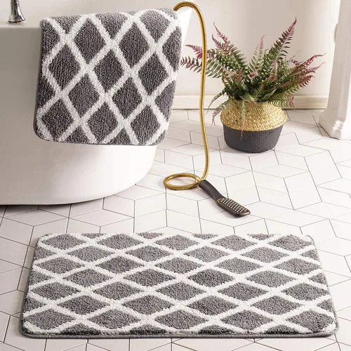 Juego de 2 alfombrillas antideslizantes rectangulares para baño, absorbentes de agua, suaves, para baño, ducha, dormitorio, cocina, decoración del