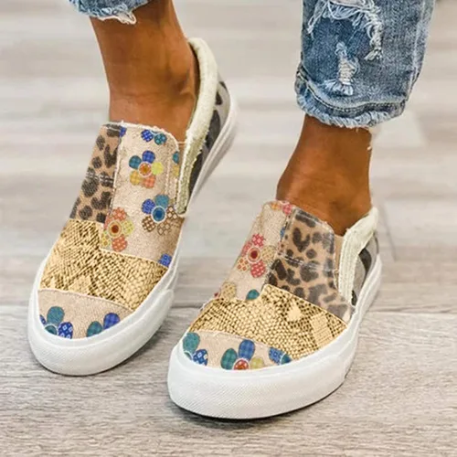 Miniatura 2 de Binhyx Mocasines de lona bajos para mujer, zapatos de moda para mujer, cómodos, planos, transpirables, plantilla acolchada, sin cordones