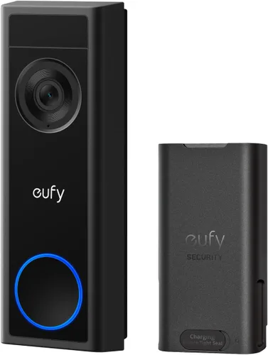 eufy Security Cámara de Timbre de Video C31, Paquete de Batería Recargable Extra, 2K FHD, Opciones de Alimentación Dual, Llamada de Video en Vivo,