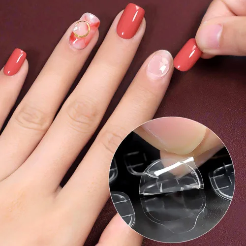 Miniatura 5 de Mwellewm 240 piezas de 10 hojas de pegamento de uñas de doble cara para uñas a presión, puntas de uñas postizas impermeables y transpirables