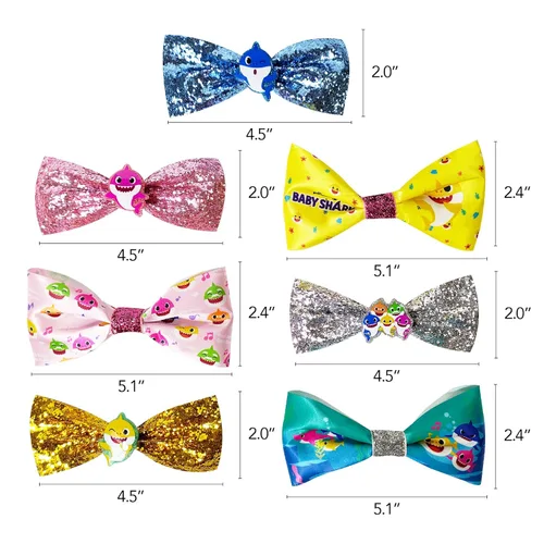 Miniatura 5 de Baby Shark Kids - Juego de accesorios para el cabello, paquete de 7 piezas de 4 pulgadas, lazos para el pelo para niñas, diferentes personajes