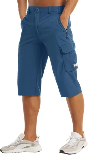 MAGCOMSEN Pantalones cortos de entrenamiento para hombre, de secado rápido, 34, pantalones capri con bolsillos con cremallera, pantalones cortos