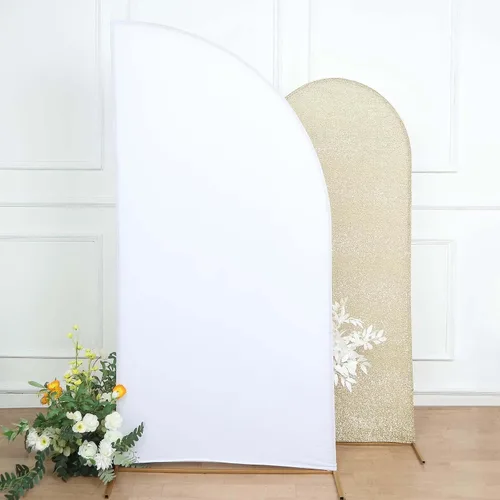 Miniatura 168 de Efavormart - Juego de 4 fundas de elastano beige para arco de media luna, fundas de telón de fondo Chiara de 2.5 pies a 7 pies para escenarios