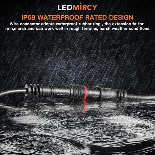 Miniatura 6 de LEDMIRCY Cable de Extensión para Luces LED de Roca Cable de Alambre de 2 Pines Impermeable 2PCS 5ft 22AWG con Conectores Macho a Hembra Tuerca