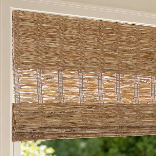 Miniatura 12 de Persianas romanas de bambú inalámbricas, 100% lino natural, diseño 1