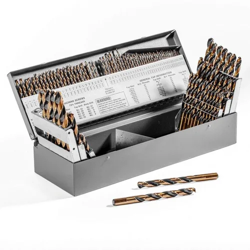 Stark USA Juego de 15 brocas para mano izquierda (inversa) para flauta de metal endurecido HSS Twist Jobber longitud taladro de 1/16 a 1/2 por 1/32