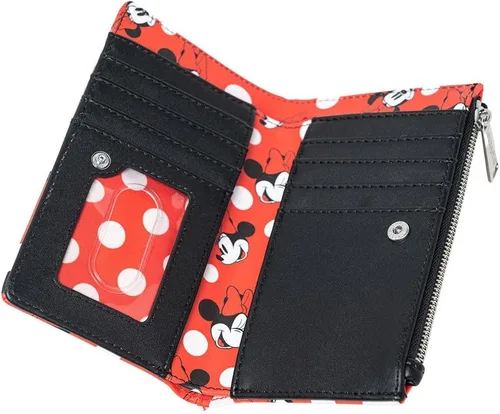 Miniatura 4 de Loungefly Cartera de Disney Minnie Mouse con lunares rojos con cremallera para mujer, Rojo -, Cartera con cremallera